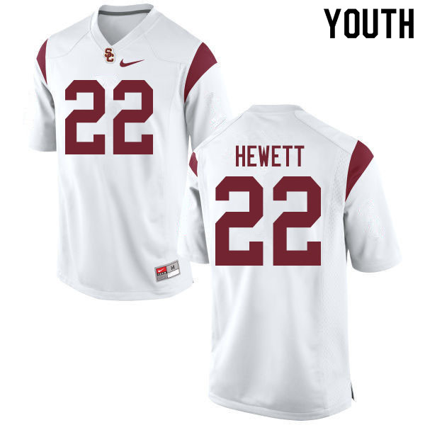 Youth #22 Dorian Hewett USC Trojans College Football Jerseys Sale-White